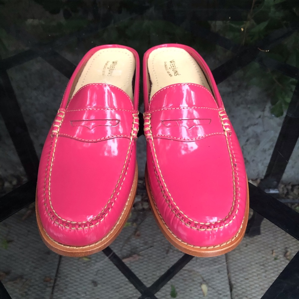 Patent hot pink Weejuns slides loafer 8.5 new
